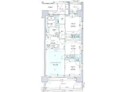 レジデンシャル門前仲町イースト(3LDK/8階)の間取り写真