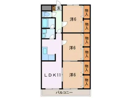 PREMIUM CASA 富士(3LDK/4階)の間取り写真