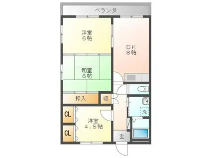 ロイヤルマンション(3DK/3階)の間取り写真