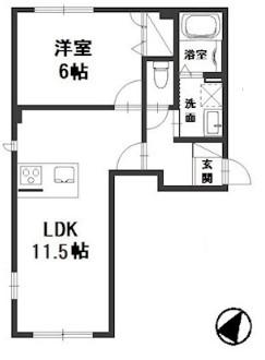 ソラーナ福井(1LDK/1階)の間取り写真