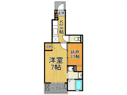 プラセール宝塚1(1SK/1階)の間取り写真