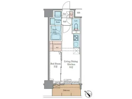 LUXENAプラスPAWS南行徳(1LDK/2階)の間取り写真