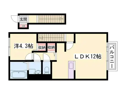 ストーンイエロー加古川(1LDK/2階)の間取り写真