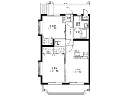 アンシャンテII(2LDK/4階)の間取り写真