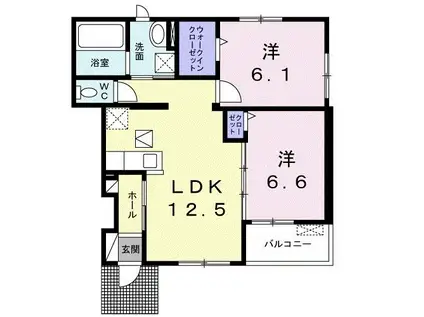 グランスカイ(2LDK/1階)の間取り写真