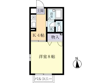 サイレント・アベニューB(1K/2階)の間取り写真