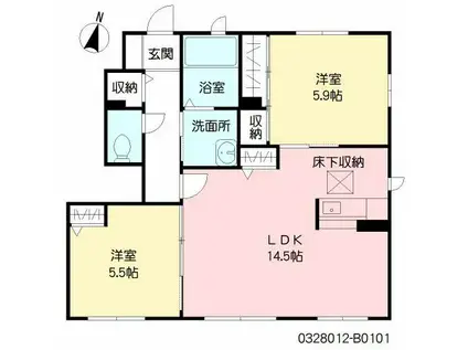 プレミール21 B(2LDK/1階)の間取り写真