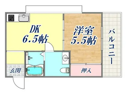 TMビル(1DK/3階)の間取り写真