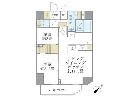 アジールコート町屋(2LDK/11階)の間取り写真