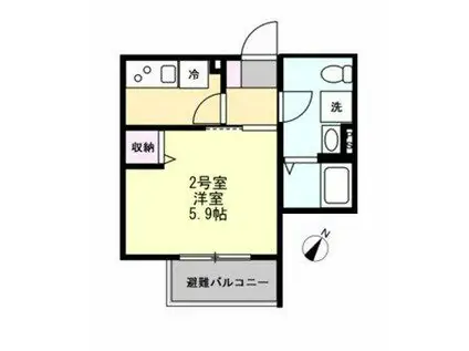 ベイルーム川崎大師公園(1K/1階)の間取り写真