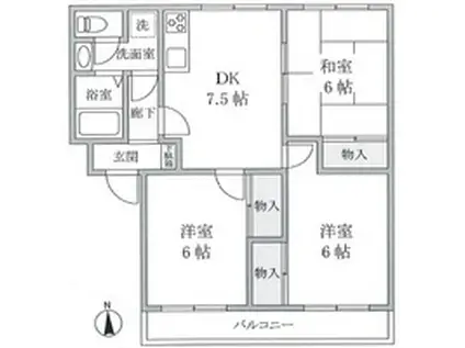 チェリーマンション(3DK/2階)の間取り写真