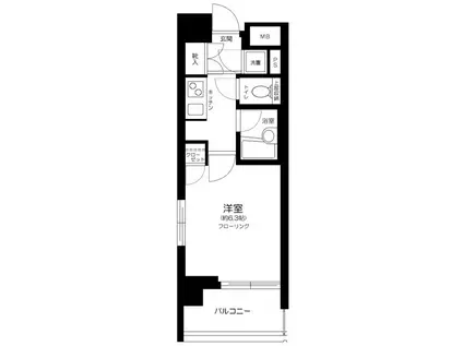 パレステュディオ芝浦シティ(1K/6階)の間取り写真