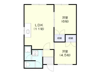 志文ハイツ(2LDK/2階)の間取り写真