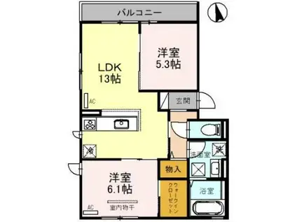 MON REVEはくよう(2LDK/2階)の間取り写真