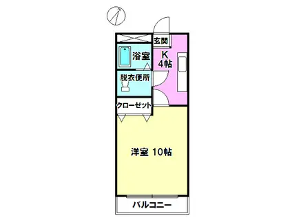 アミスターII(1K/2階)の間取り写真