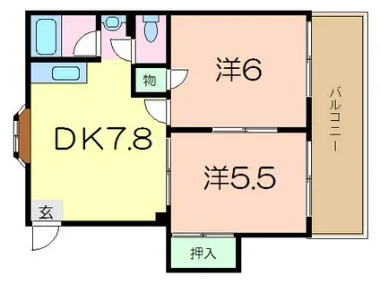 ハイツウエスト(2DK/2階)の間取り写真