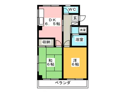 メゾンフルール(2DK/2階)の間取り写真