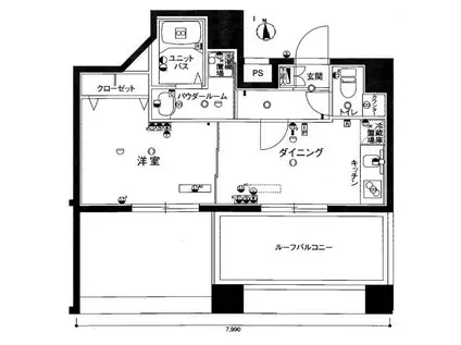 スカイコート南砂町第2(1DK/7階)の間取り写真