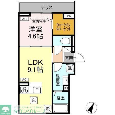 D-COMODO深大寺北町(1LDK/1階)の間取り写真
