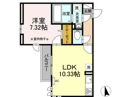 エミネンスF(1LDK/3階)の間取り写真