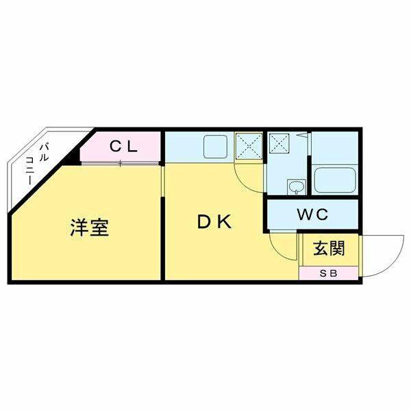 板倉マンション(1DK/4階)の間取り写真
