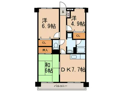 ノーブル須磨(3DK/4階)の間取り写真