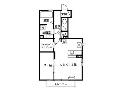 花水木F(1LDK/1階)の間取り写真