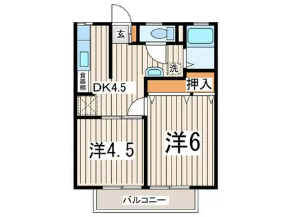ハイツ湘南(2DK/2階)の間取り写真