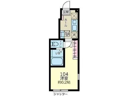 シャテーニュ東林間(1K/1階)の間取り写真
