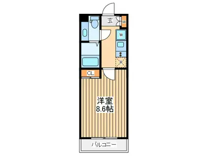 ロックス新百合ヶ丘(1K/1階)の間取り写真