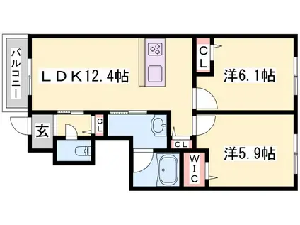 ラ・シエンヌ(2LDK/1階)の間取り写真
