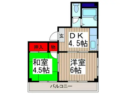 岩田ハイツ(2DK/2階)の間取り写真