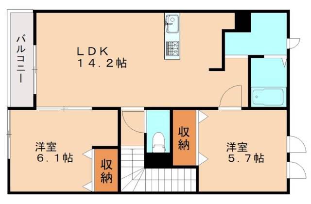 メゾングランデ(2LDK/2階)の間取り写真