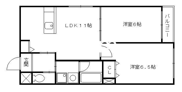 キャンベルリバーI番館(2LDK/1階)の間取り写真