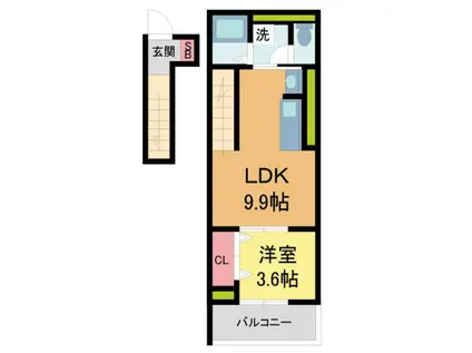 リベルテ逆瀬川(1LDK/2階)の間取り写真