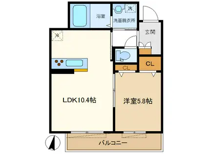 メゾン睦N(1LDK/1階)の間取り写真