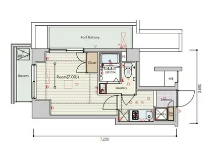 セリュークス大森(1K/6階)の間取り写真