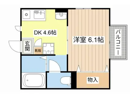 リッチライフ八坂(1DK/2階)の間取り写真