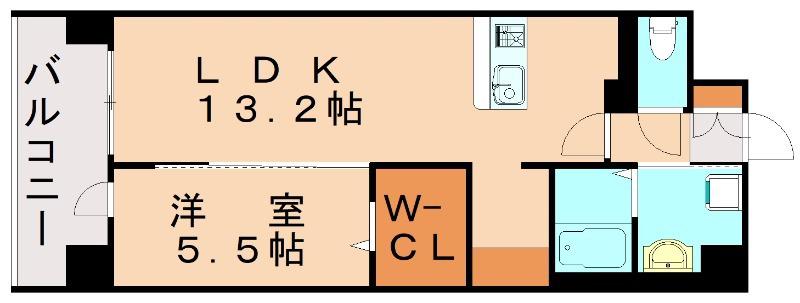 リヴェルナ平尾(1LDK/1階)の間取り写真