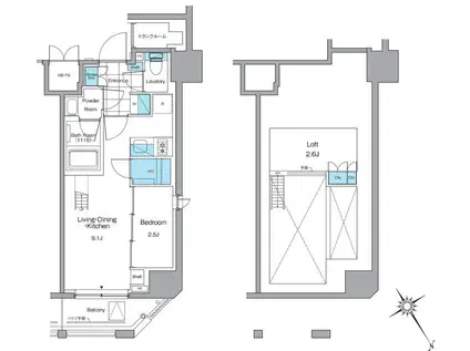 ルフォンプログレ横浜関内(1LDK/14階)の間取り写真