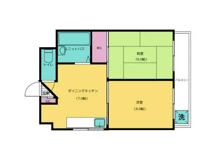 グリーンコーポ大石(2DK/3階)の間取り写真