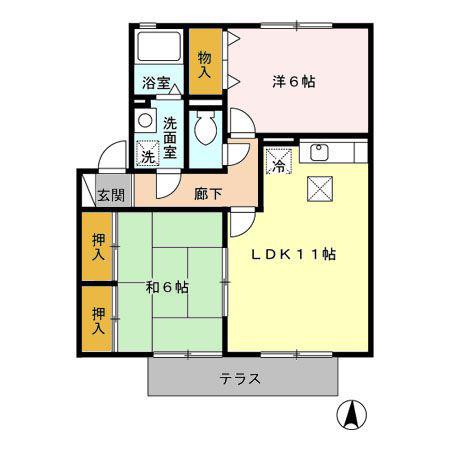 エスポワール(2LDK/1階)の間取り写真