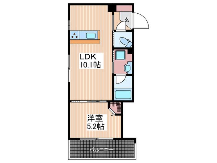 アフェクシービル(1LDK/2階)の間取り写真