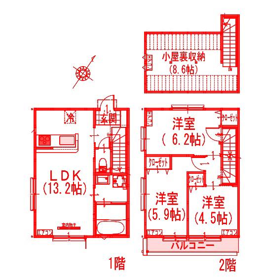 レアソラーナ青葉(3LDK/1階)の間取り写真