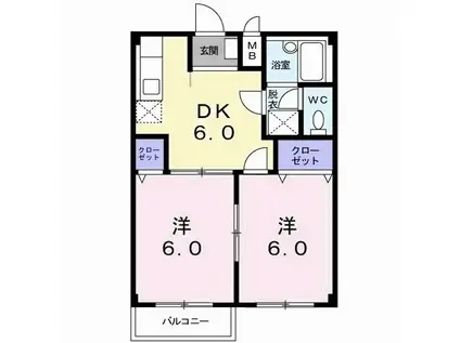 パークタウンB(2DK/2階)の間取り写真
