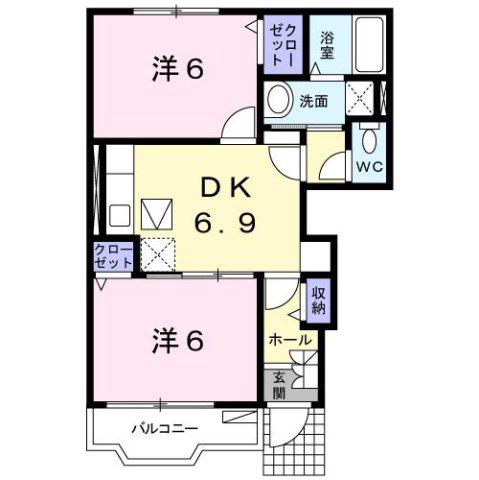 グランディール(2DK/1階)の間取り写真