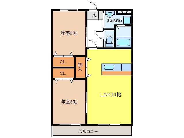 ファインパレス(2LDK/1階)の間取り写真