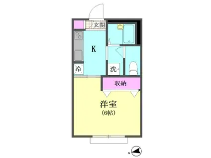 メゾンベールMJ(1K/2階)の間取り写真