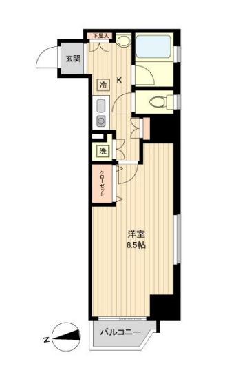 ラクラス新御徒町(1K/6階)の間取り写真