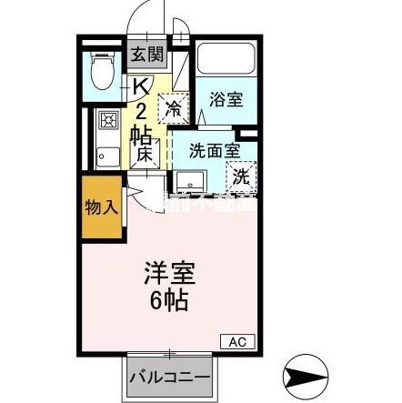 ドリームアーク(1K/1階)の間取り写真